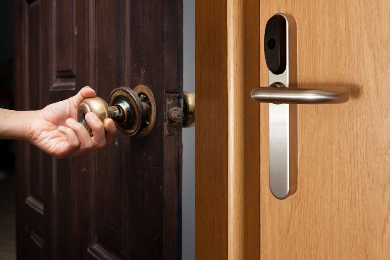 Modern Interior Door Levers With Secure Lock, Room Wood Door Knobs, Room  Secured Locks, Solid Brass Door Knobs, Modern Farmhouse Decoration 